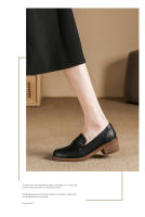 Zapatos de cuero con tacón grueso simple, suela suave, de 4 cm de altura, zapatos pequeños de cuero. - details 23