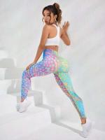 Leggings deportivos de cintura alta de punto elástico sin costuras para mujer, realce de cadera, delgados, adecuados para yoga, gimnasio y entrenamiento, - details 5