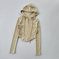 Sudadera Deportiva con Capucha Top Corto Ajustado Hilo Seco Moda de Yoga y Correr - details 8