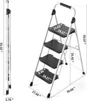 Peldaños Anchos con Baranda, Escalera de Tijera con Pedal Antideslizante, Taburete Plegable para Hogar Cocina Garaje Jardín Oficina, Capacidad de Carga de 900LBS, Azul - details 41