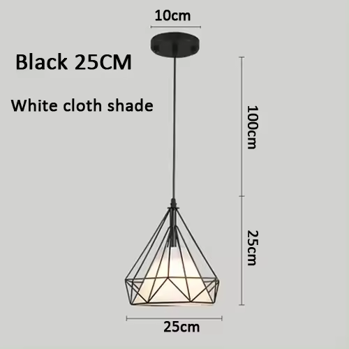 Lámpara colgante Vintage de tela de hierro, pantalla negra para restaurante, casa de té, cadena de hierro para interiores - 1