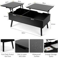 Mesa de Centro, Mesa de Centro Regulable en Altura, Extraíble, Extensible, Compartimento de Almacenaje Oculto Independiente, Tablero Elevable Doble, Mesa de Sofá de Salón, Color Nogal - details 28