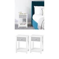 Mesita de Noche, Mesa de Centro Patas de Madera Maciza, Mesa Redonda con Cajón, Mesita Auxiliar de Dormitorio y Salon, Mesilla Blanca, φ38x45,5 cm - details 9