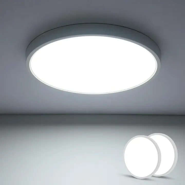 2PCS Plafones LED Ultrafinos para Techo 24W 2700LM IP44 - GOECO - Luz Blanca Caliente/Neutra/Blanca Fría - 30*30*2,5 CM - Iluminación Interior para Baño, Sala de estar, Comedor, Dormitorio, Cocina - 1