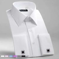 M ~ 6XL vestido francés 2024 blanco nuevo manga larga botón Formal camisa de hombre de negocios Regular Ute gemelos - details 4