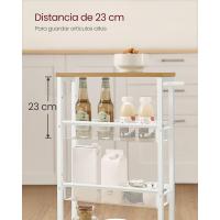 Carro de 4 Niveles, Carro Estrecho de Cocina con Ruedas, con Asa, para Espacio Reducido, 22 x 45,4 x 77 cm, para Cocina, Baño, Salón, Estudio, Marrón Rústico y Negro - details 26