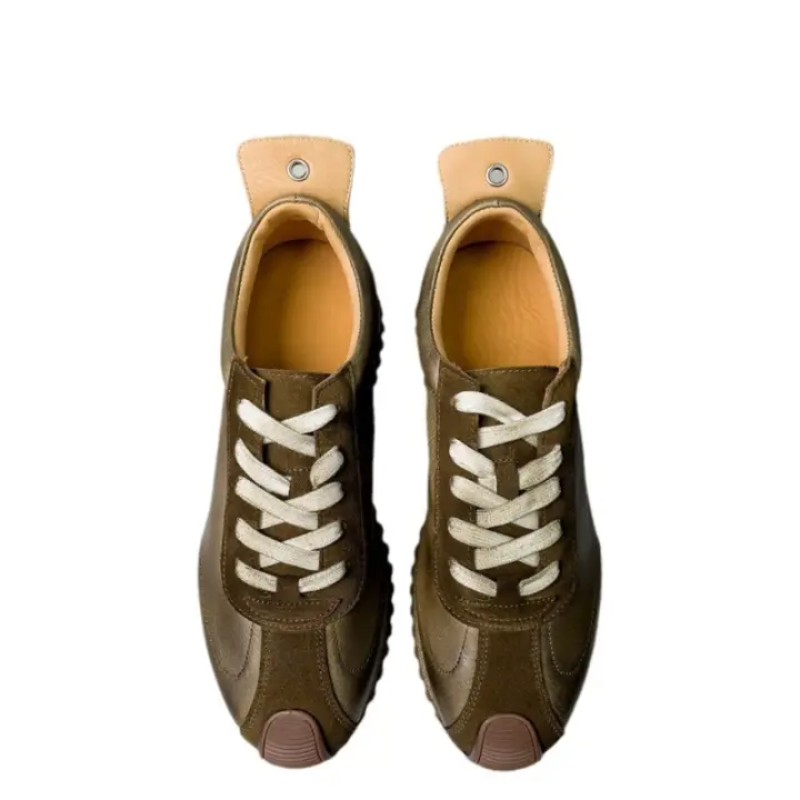 Zapatos Forrest Gump casuales de piel de vaca vieja de cuero realzado nuevo de alta gama - 1
