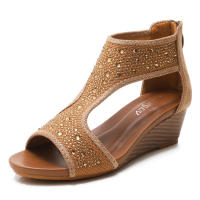 Sandalia sandalias de cuña con cremallera trasera novedad de verano zapatos de playa de tendencia de hadas de suela gruesa - details 1