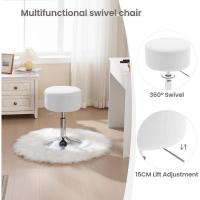 Taburete de Maquillaje Redondo Pequeño Giratorio de Altura Ajustable Taburete Bar Bajo PU para Tocador, Dormitorio, Oficina en Casa y Salón Blanco, BH14ws-1 - details 47