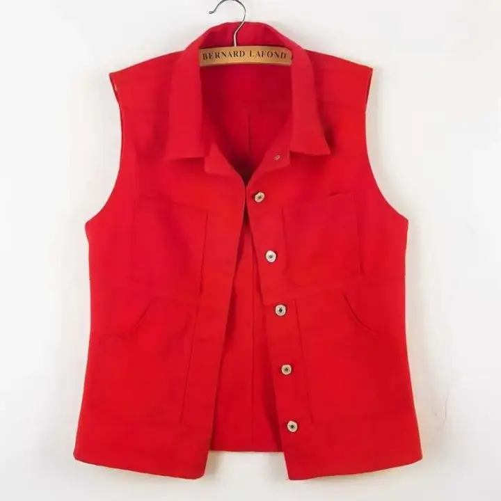 Chaleco informal sin mangas para mujer, chaqueta vaquera, top, longitud media, primavera y otoño, ajustado - 1