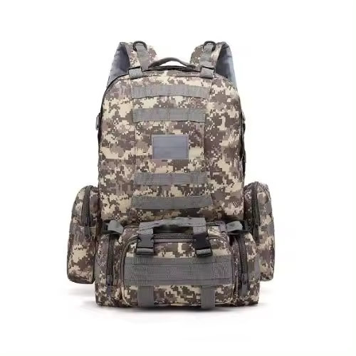 Prowalk Mochila táctica militar verde bosco digital 50 litros camping y senderismo estilo supervivencia, multifuncional 4 en 1 para montaña camping trekking viajes y excursiones, un bolso grande con 3 bolsas que se pueden desenganchar con sistema molle 3P - 1