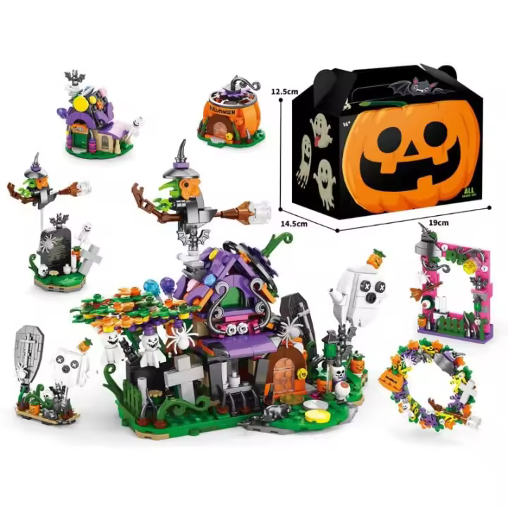 Bloques de construcción de casa encantada de Halloween, kit de montaje creativo DIY, regalo de Halloween perfecto, Juego 6 en 1, 603 piezas - 1