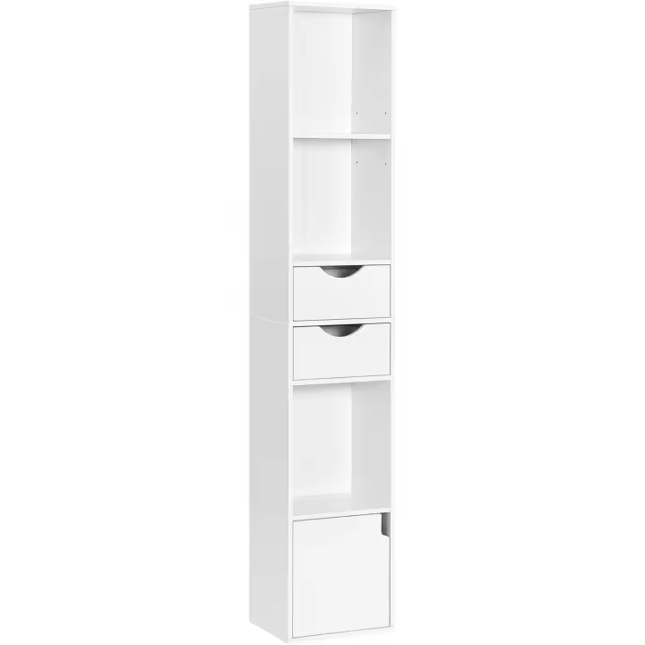 Estantería para Libros de Pie Librería Vertical con 3 Compartimentos Abiertos 2 Cajones y 1 Armario - 1