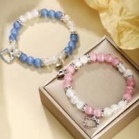 Pulseras Elásticas de Pareja con Imán en Forma de Corazón con Colgante de Gato Bonito - details 0