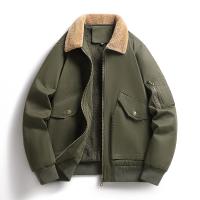 Winter Flight Jacket Man Solid Flip Collar Fleece Thickening Coats Outdoors New Keep Warm Multiple Pockets Pure Cotton Tops Man - details 1