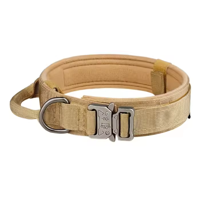 Collar táctico para perros al aire libre Hebilla de metal, collar transpirable de nailon, entrenamiento de perros medianos y grandes - 1