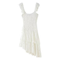 Vestido Decorativo de Encaje de Capas OUWU Vestido Informal Ajustado sin Mangas para Mujer - details 2