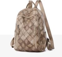 Mochila pequeña antirrobo de cuero PU suave, mochila informal minimalista geométrica, mochila de día para viaje y trabajo - details 4