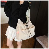 Bolso tipo cubo plisado de estilo coreano, bolso de gran capacidad, bolso de hombro de nailon, bolso cruzado de tela impermeable de Color sólido - details 13
