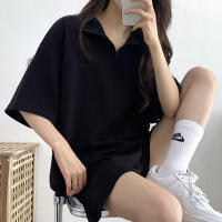Traje deportivo de mujer con cremallera de color sólido, verano 2025, nuevo, holgado, delgado, top y pantalones cortos casuales de dos piezas. - details 1