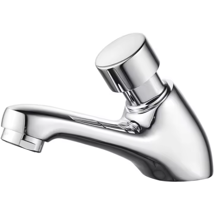Grifo de Lavabo Temporizado para Baño de Cocina Pública, Cierre Automático, Ahorro de Agua, Cromo - 1