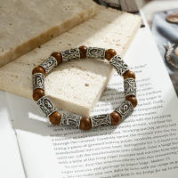 Pulsera de cuentas de runas vikingas para hombre, brazaletes étnicos con símbolo de Odín, joyería de Metal, pulseras con dijes de piedra Natural - details 2