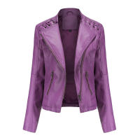 Chaqueta de Mujer de Cuero Sintético Estilo Varsity Moto Biker Bomber Ligera Casual Outerwear Short Coats con Cierre de Cremallera y Forro de Poliéster Adecuada para Otoño e Invierno - details 12