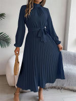 Vestidos largos de verano para mujer, ropa elegante plisada de manga larga con cordones, estilo bohemio, con dobladillo y volantes - details 32