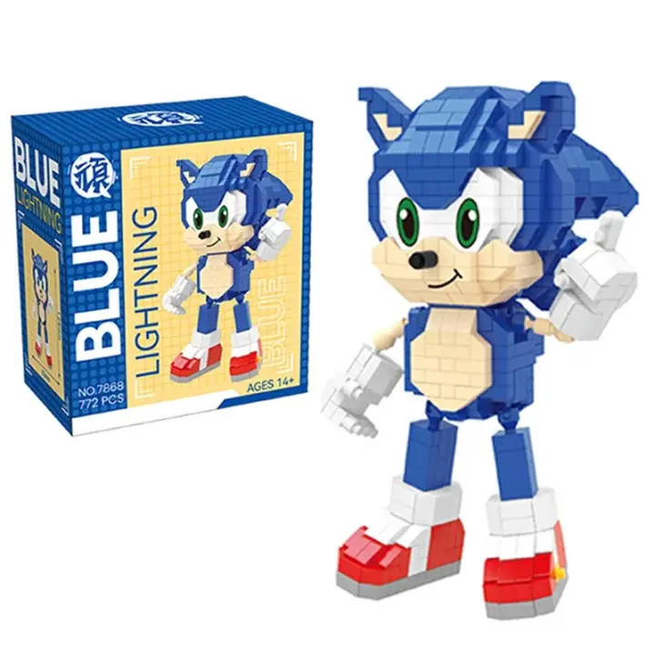 Bloques de construcción de Sonic de dibujos animados, figuras de acción, juguetes educativos para niños, regalo de cumpleaños - 1