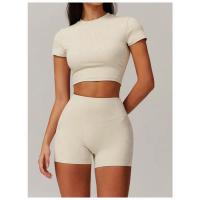 Ropa deportiva cómoda de alta elasticidad, ropa deportiva elástica transpirable, sujetador de Yoga de manga corta para Fitness - details 6