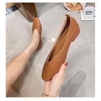 Zapatos de tacón bajo para mujer, mocasines casuales, de punta redonda y boca, multicolor, de cuero auténtico - details 6