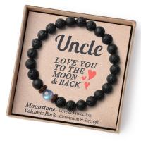 pulsera de piedra volcánica para hombre y mujer, brazalete de cuerda elástica, regalo para el Día del Padre, piedra lunar volcánica,Pulsera de regalo del Día de la Madre - details 12