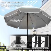 6 Piezas Muebles de Jardín Exterior con 4 Sillas Plegables Mesa de Vidrio y Sombrilla para Terraza Patio Crema - details 4