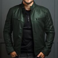 Chaqueta de Cuero de Motocicleta para Hombres en Primavera-Verano Cuello Alto, Estilo Punk, Ligero - details 2