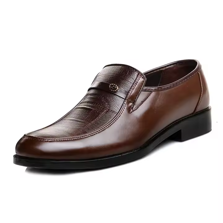 Zapatos casuales de hombre con punta redonda, zapatos planos formales de hombre, sin cordones, hechos a mano para comerciantes - 1