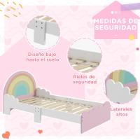 Cama para Niños de 3-6 Años Diseño de Arcoíris Mueble Moderno de Dormitorio 143x74x66 cm Rosa - details 3