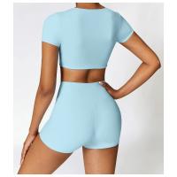 Top de Yoga de manga corta para mujer, Sujetador deportivo de alta elasticidad, ropa deportiva para gimnasio y Fitness - details 8