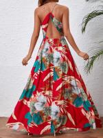 Vestido con tirantes sin espalda y separación de muslos con estampado tropical 2025 - details 21