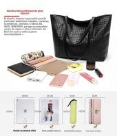 Bolso de mano informal de tela con capacidad para hombro para mujer, bolsa de compras sencilla y grande, a la moda, novedad de 2025 - details 2