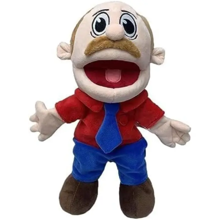 Jefffrry marioneta de juguete de felpa suave, marioneta de mano para casa de juegos, marionetas divertidas traviesas con niño (padre) - 1