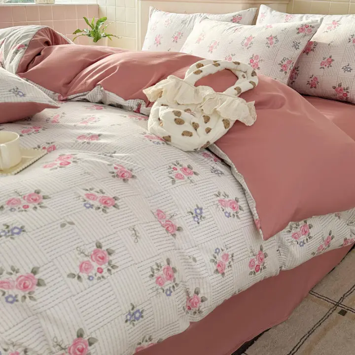 Juego de Ropa de Cama de Algodón Xiaozhu Dos Capas de Hilo Acorazado, Pieza de Tres para Dormitorio de Estudiante - 1