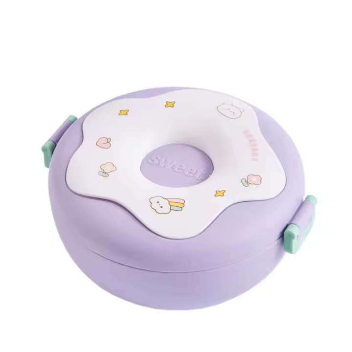 Fiambrera Resistente a Fugas para Niños Tapa de Comida Escolar con 3 Compartimentos para Microondas - 1