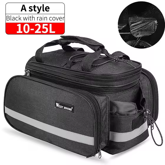 WEST BIKING-bolsa impermeable 3 en 1 para maletero de bicicleta, bolso de gran capacidad para equipaje de viaje, Alforjas para asiento de sillín - 1