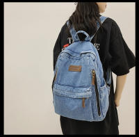 Nueva moda simple tendencia mochila de gran capacidad bolsa de mezclilla duradera universidad escuela secundaria junior escuela secundaria bolsa de estudiante - details 13