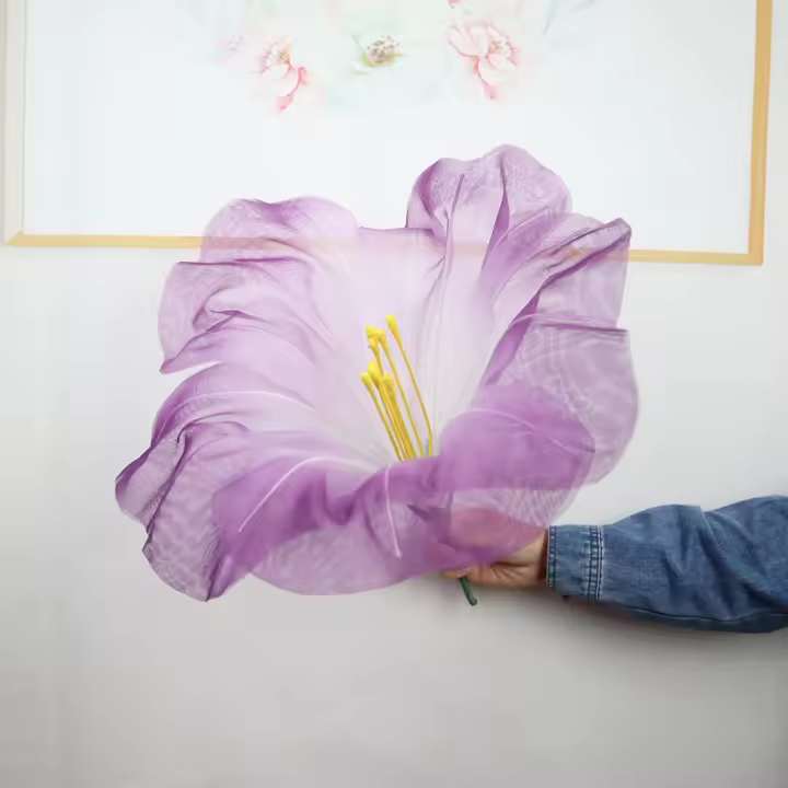 Accesorios de tiro de glorias de la mañana de imitación grandes, exhibición de suelo, flores de gasa, cabeza de flor de paisajismo de boda de alta calidad para exteriores - 1