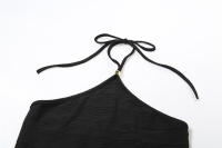 BUNO-Conjunto de 2 piezas de punto para mujer, camiseta sin mangas con espalda descubierta y cordones, pantalón corto de cintura elástica, ropa de calle a juego - details 11