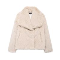 Abrigo de piel sintética para mujer, chaqueta holgada de manga larga con cuello levantado, abrigo grueso de invierno - details 13