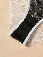 Una sola pieza, elegante encaje negro y rojo sexy de dos tonos de ropa interior para mujeres, con una entrepierna cómoda y transpirable. - details 5