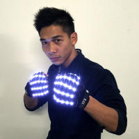 Guantes emisores de luz de 6 colores para DJ, fiesta de música, Cosplay, escenario, actuación, medio dedo, LED, luces láser brillantes - details 7