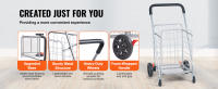 SucceBuy Carrito de compras plegable, capacidad de carga máxima de 110 libras, carrito de comestibles con ruedas giratorias, carrito de cesta de lavandería plegable de alta resistencia, compacto y liviano plegable, plateado - details 2